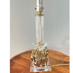 Vintage Crystal Brass Elephant lamp 70s‎ Art Nouveau
